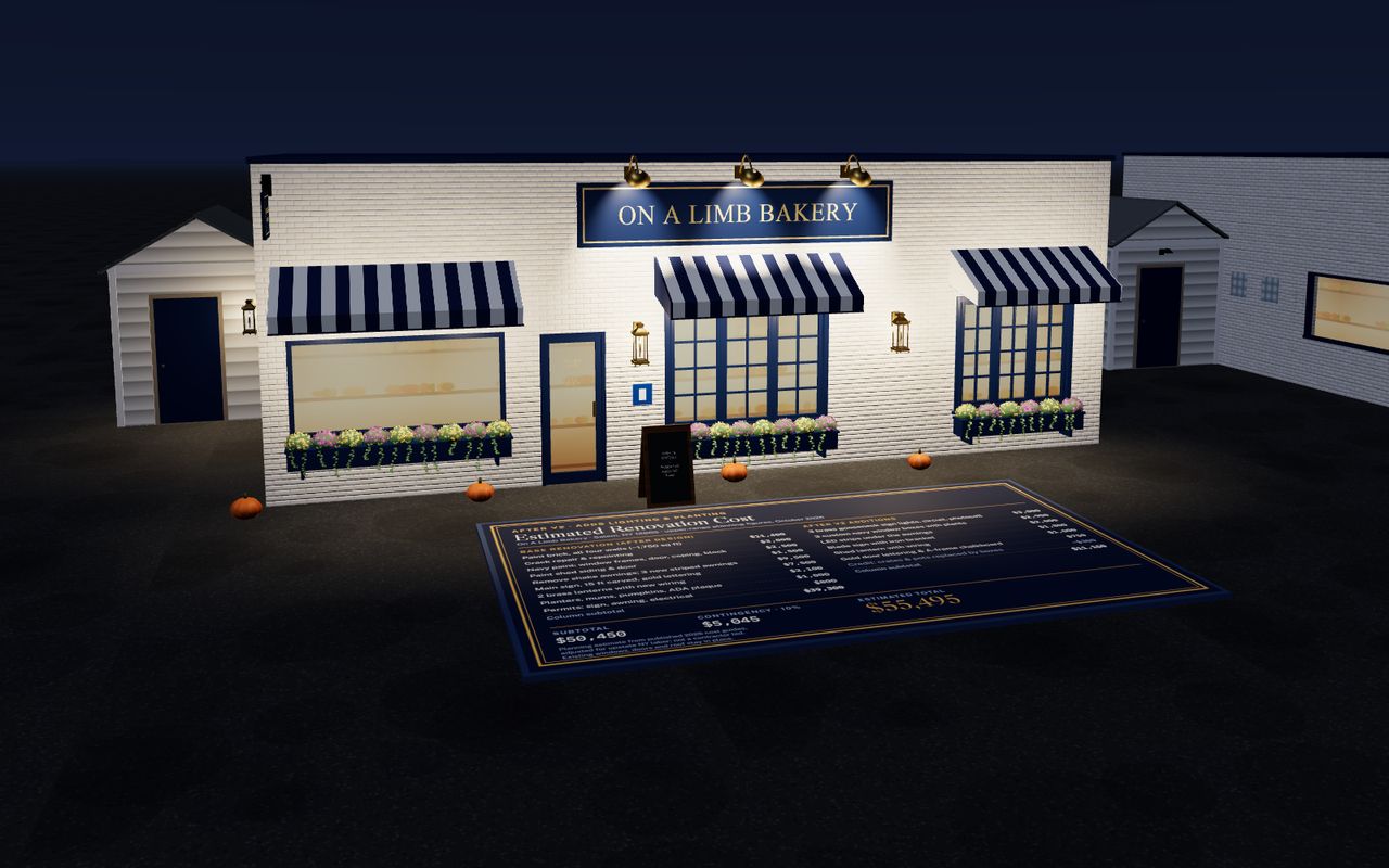 The After v2 storefront at night with its sign lights and lanterns on